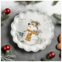 Блюдо сервировочное "Рождественский снеговик", 20.5x3 см