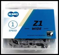 Цепь велосипедная KMC Z1 Wide Silver, для 1-ск. ве