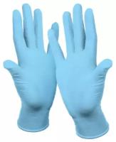 Перчатки медицинские одноразовые смотровые нитриловые Connect, голубые, 50 пар (100 штук), размер L (большие) 631131