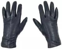 Кожаные перчатки со строчкой по бокам / Черные / Мужские