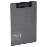 Berlingo Папка-планшет с зажимом Steel&Style A5+, пластик, серебристый металлик