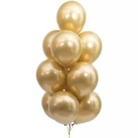 Воздушные шары Золото хром 10 шт. 30 см.