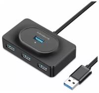 USB концентратор Хаб / Hub 3.0 4 USB + Type-C разъем питания Mindpure US014 1.5м Черный