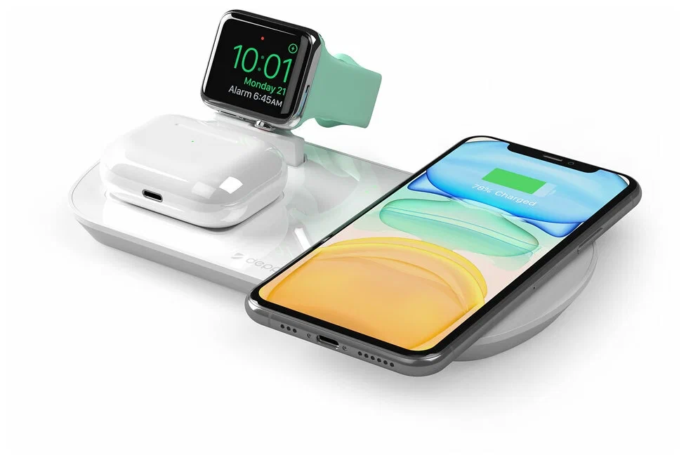 Зарядная док станция беспроводная Apple Watch / iPhone / AirPods 3-в-1, 17,5 Вт