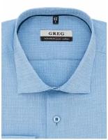 Рубашка мужская длинный рукав GREG 215/111/3352/1p_GB, Прямой силуэт / Сlassic fit, цвет Голубой, рост 174-184, размер ворота 45
