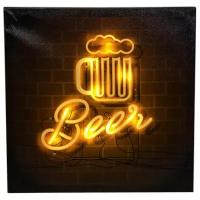 Картина на холсте с LED-подсветкой «Beer», 40х40 см