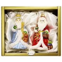 Набор елочных игрушек Irena Co Дед Мороз и Снегурочка с мишкой 62221, разноцветный, 2 шт