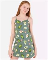 Сорочка для девочки HappyFox, HF3001MSP размер 140, цвет авокадо, св. зеленый