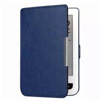 Чехол-обложка футляр MyPads для PocketBook 626 Plus Touch Lux 3 из качественной эко-кожи тонкий с магнитной застежкой синий