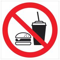 Вход с едой и напитками запрещен 200х200 мм
