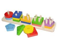 Развивающая игрушка Сортер Пирамидка из дерева для малышей Shiska-toys 15 деталей