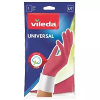 Перчатки Vileda с хлопком Universal, 1 пара, размер S, цвет розовый