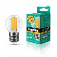 Эл. лампа светодиодная LED 12-G45-FL/830/E27 (12Вт=100Вт 1105Lm 220В) Camelion