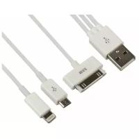 Аксессуар Liberty Project USB - APPLE 30 pin / Lightning / MicroUSB / Samsung Tab White R0002129