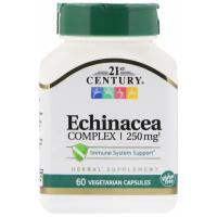 Детокс и пищеварение 21st Century, Echinacea complex 250 mg, 60 вег. капсул, 30 порций