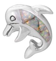 Серебряная подвеска 'Дельфин' с синт опалом
