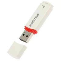 Флешка Smartbuy Crown White, 8 Гб, USB2.0, чт до 25 Мб/с, зап до 15 Мб/с, белая