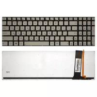 Клавиатура для ноутбука ASUS N750JK серебро с подсветкой