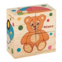 Кубики деревянные «Любимые игрушки», набор 4 шт