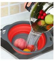 Дуршлаг силиконовый складной / Сито / Складной дуршлаг для мытья овощей и фруктов, риса, гречки, крупы