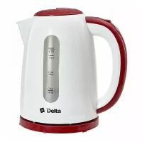 Чайник "Delta", 2200 Вт, 1,7 л, цвет: белый, бордовый, артикул DL-1106