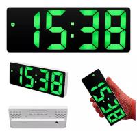 Часы электронные цифровые настольные с будильником, термометром и календарем (прмт-103216) зелёная подсветка (белый корпус)