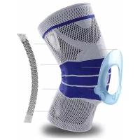 Наколенники с 3D-поддержкой колена: компрессия + пружинные ребра жесткости + гелевое кольцо, цвет серый, размер XL