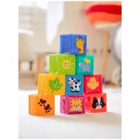 Развивающие мягкие кубики Little Hero, для детей малышей, изучаем цвета, животных