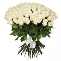 Букет из 101 белой розы Аваланш, длиной 60см арт.8210160
