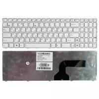 Клавиатура для ноутбука Asus N53Ta, русская, белая рамка, белые кнопки