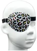 Окклюдер на резинке eyeOK "Леопардовый на белом", анатомический, для закрытия правого глаза