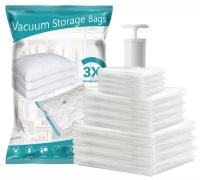 Набор вакуумных пакетов 3 шт для хранения одежды с клапаном и насосом, 60х40 см./ Вакуумный пакет 3 шт