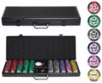 Покерный набор Black Stars, 500 фишек 14 г с номиналом в чемодане, карты пластик+ сукно, Китай