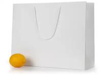 Пакет бумажный подарочный белый горизонтальный 40*30*12, упаковка 12 штук