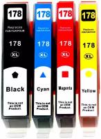 Набор картриджей INKO 178 XL 4 цвета для HP B010b, B109c, B109g, B109r, B110a, B110d, B110e, 5510, 5515, 6510, B209b, B210b, 3070A, совместимый
