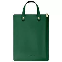 Вертикальная сумка MyPads Premium M120-944 из качественной импортной натуральной кожи для ноутбука 14" / 15" дюймов тонкая легкая с удобной ручкой для переноски женская зеленого цвета