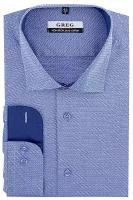 Рубашка мужская длинный рукав GREG 223/131/8715/Z/1 STRETCH_GB, Полуприталенный силуэт / Regular fit, цвет Голубой, рост 174-184, размер ворота 39