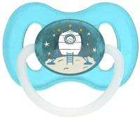 Пустышка Canpol Babies круглая латексная, 6-18 Space, цвет: бирюзовый