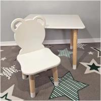 Комплект детской мебели, стол детский прямоугольный и стул мишка