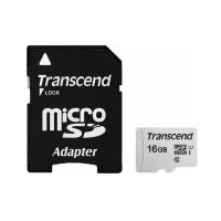 Карта памяти microSDHC 16 GB TRANSCEND UHS-I U1, 95 Мб/сек (class 10), адаптер, TS16GUSD300S-A, 1 шт.