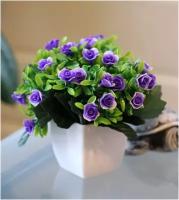 Искусственные цветы / Каланхоэ в горшке / Искусственные цветы для декора / Фиолетовый