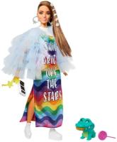 Barbie Кукла Экстра в радужном платье, GYJ78
