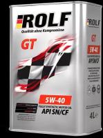 Синтетическое моторное масло ROLF GT 5W-40 SN/CF, 4 л