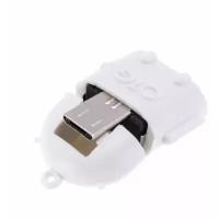 OTG-адаптер Walker USB-MicroUSB, белый