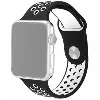 Ремешок для Apple Watch 1-6/SE 42/44 мм силиконовый InnoZone Vent - Черный/Белый (APWTSIH42-12)