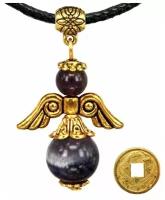 Талисман Ангел-хранитель с натуральным камнем аметист 3,5см + монета Денежный талисман
