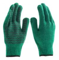 Перчатки трикотажные усиленные Сибртех гелевое ПВХ-покрытие, 7 класс, зеленые 68184