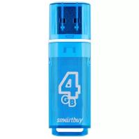 Флешки Smartbuy Флешка Smartbuy Glossy, 4 Гб, USB2.0, чт до 25 Мб/с, зап до 15 Мб/с, синяя