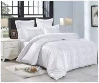 1.5 спальное постельное белье жаккард белое с орнаментом