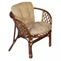 Кресло из натурального ротанга с подушкой Багама, цвет орех матовый